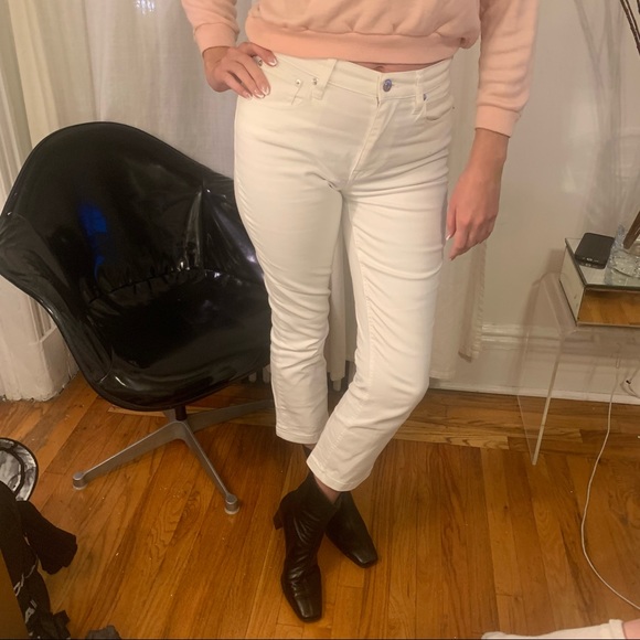 J. Crew White Billie Demi Boot Crop Jeans Kick-flare Denim Pants Size 27 EUC - Picture 2 of 16